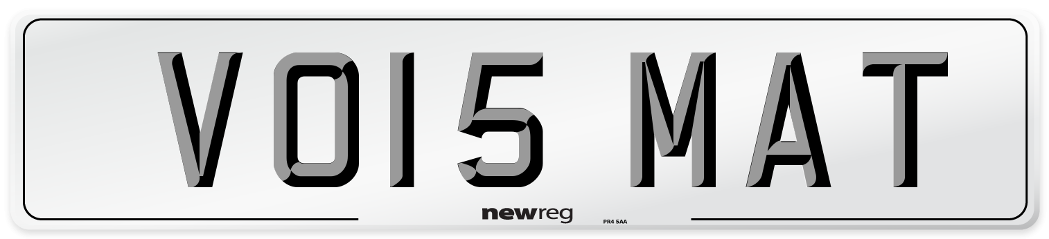 VO15 MAT Number Plate from New Reg